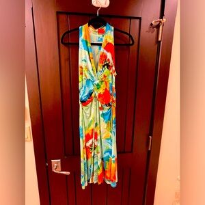 Multi colored summer lightweight fitted dress.